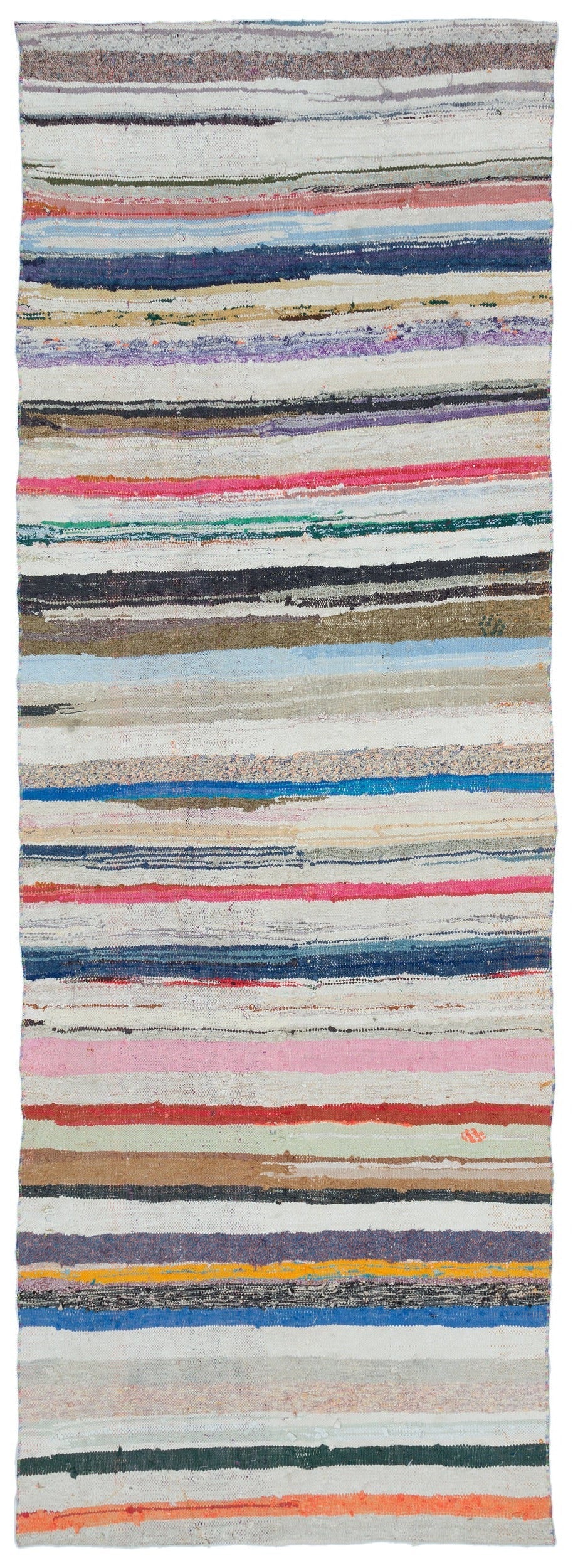 Girit Beige Striped Wool Handmade Area Rug 4'11" x 9'3"