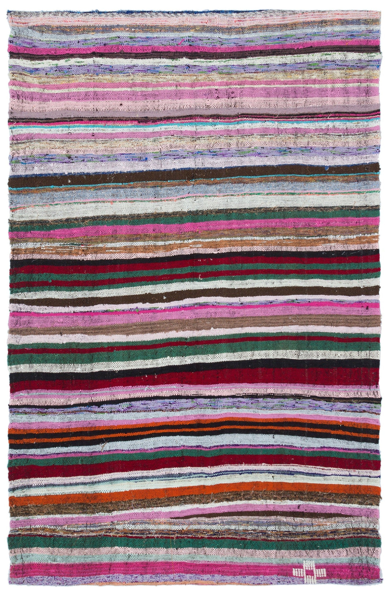 Girit Multy Striped Wool Handmade Area Rug 4'6" x 7'1"