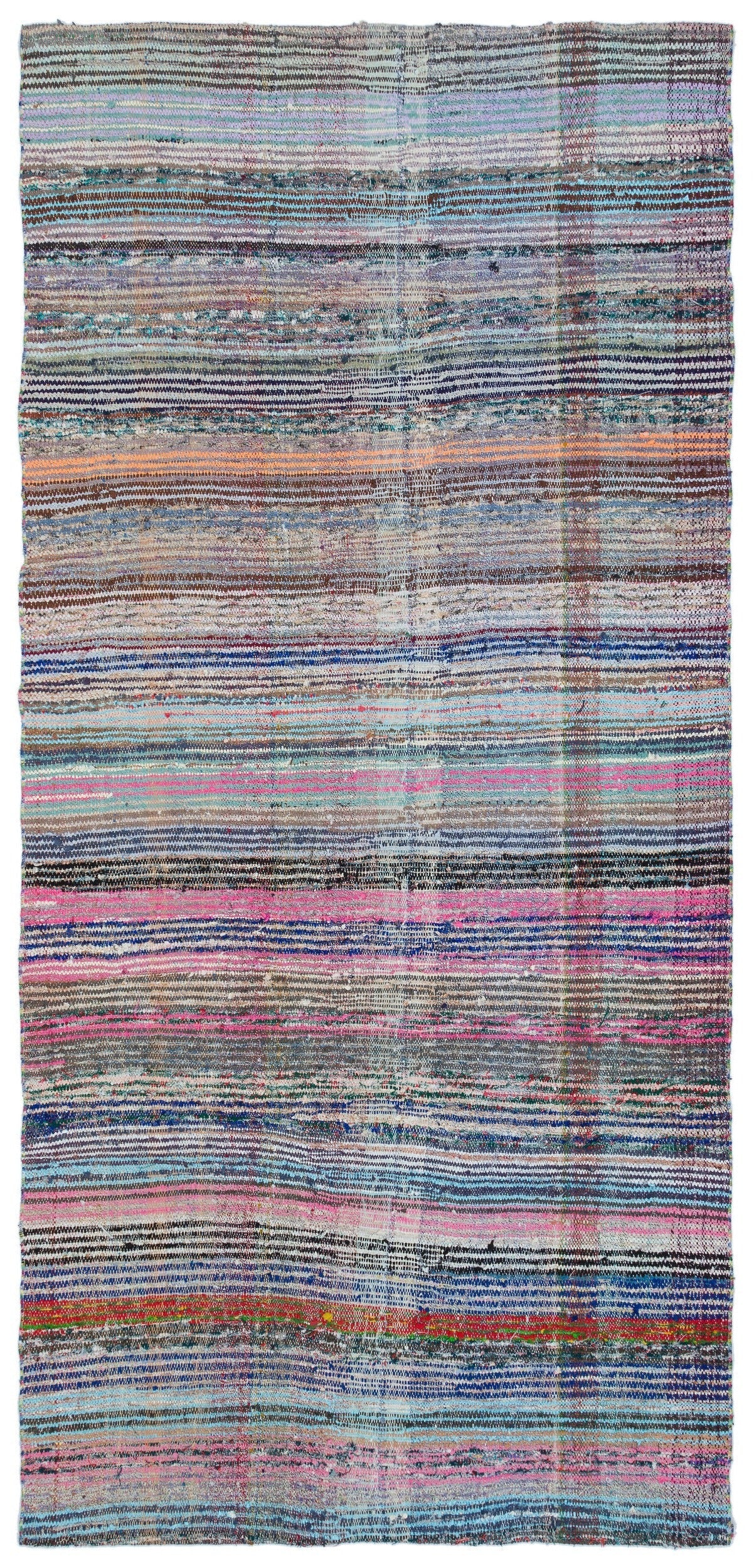 Girit Beige Striped Wool Handmade Area Rug 4'10" x 8'11"