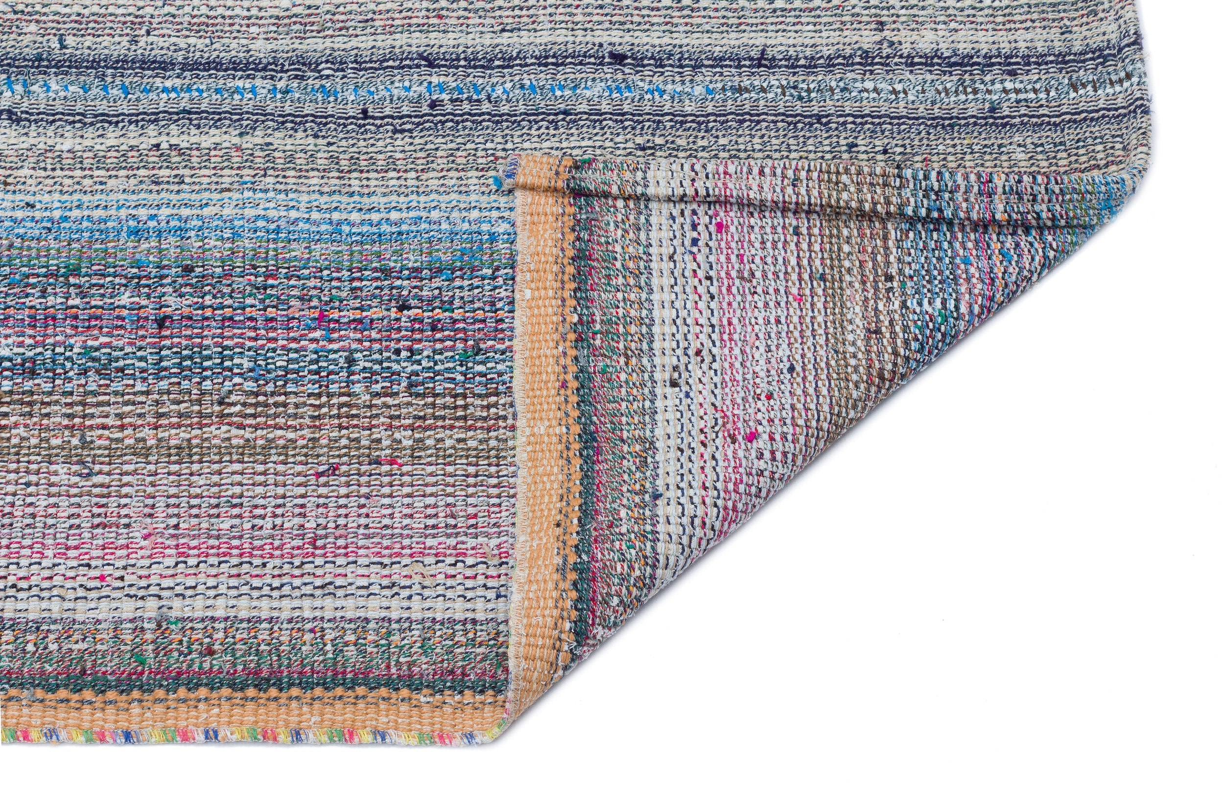 Girit Grey Striped Wool Handmade Area Rug 3'11" x 8'11"