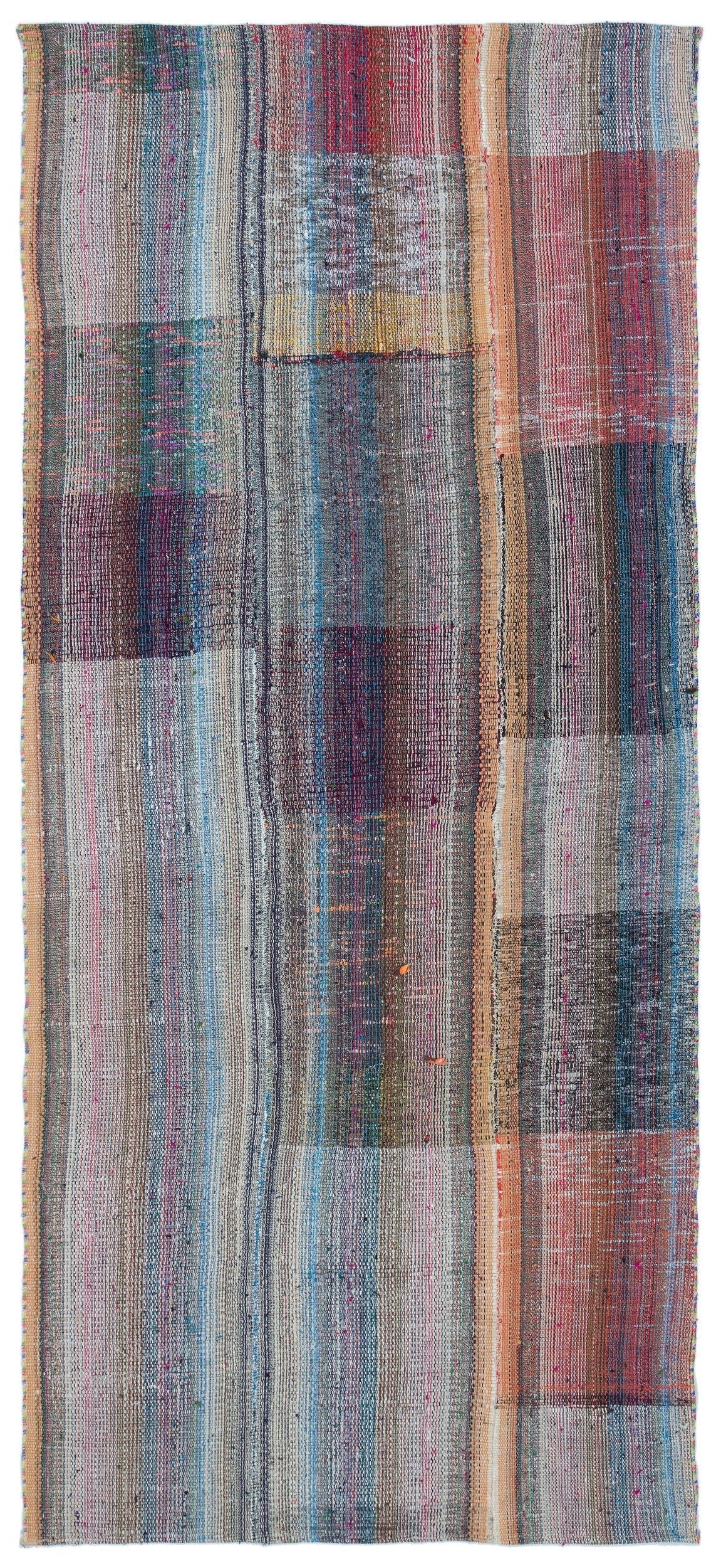 Girit Grey Striped Wool Handmade Area Rug 3'11" x 8'11"