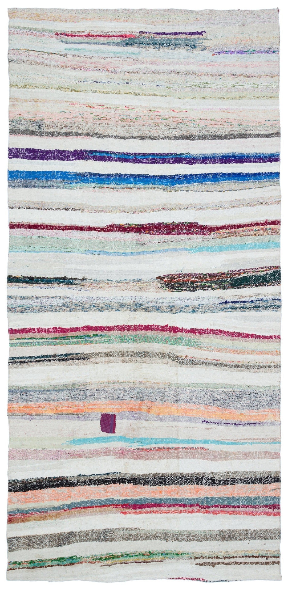 Girit Beige Striped Wool Handmade Area Rug 5'0" x 10'5"