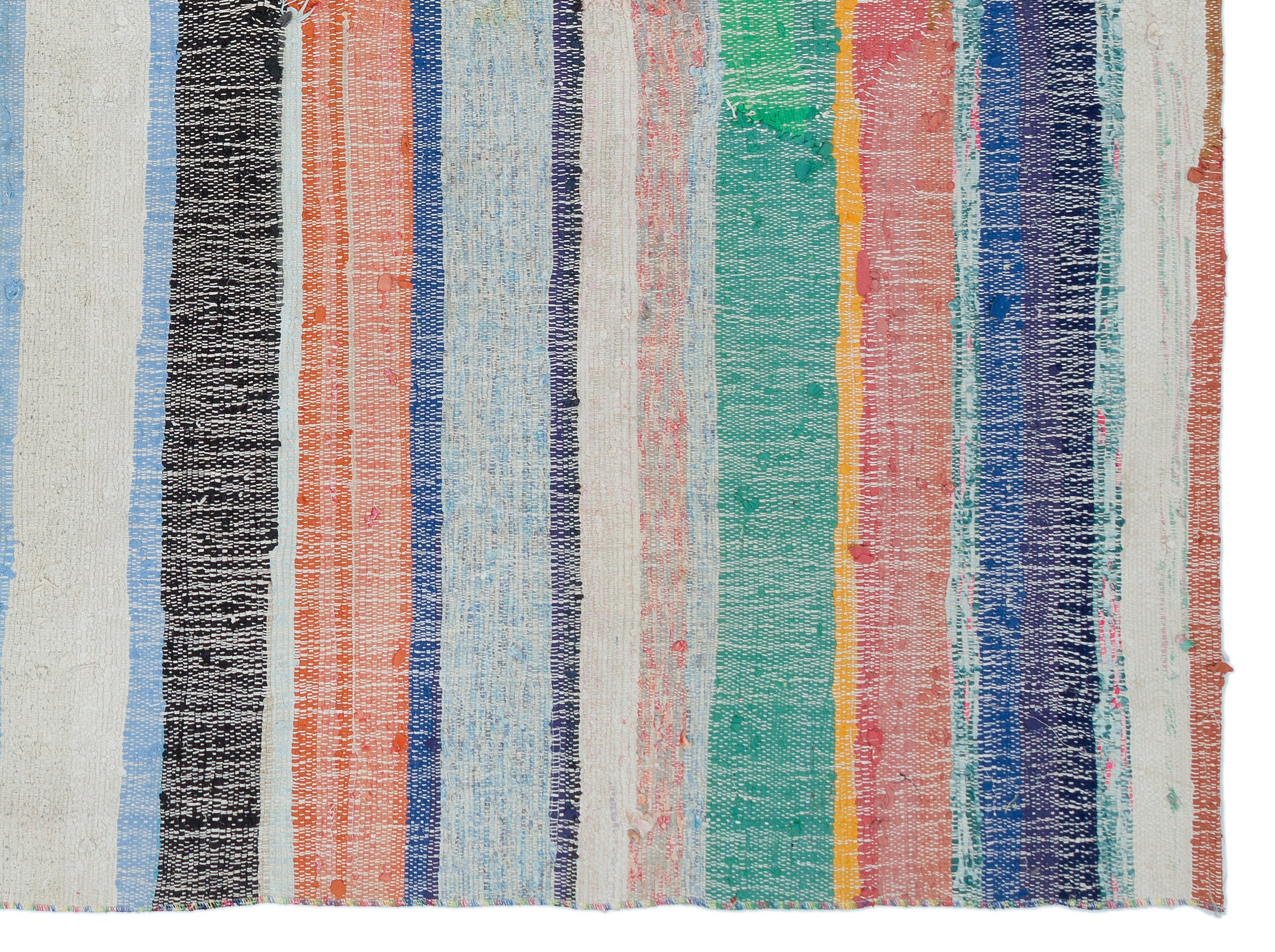 Girit Beige Striped Wool Handmade Area Rug 5'1" x 8'6"