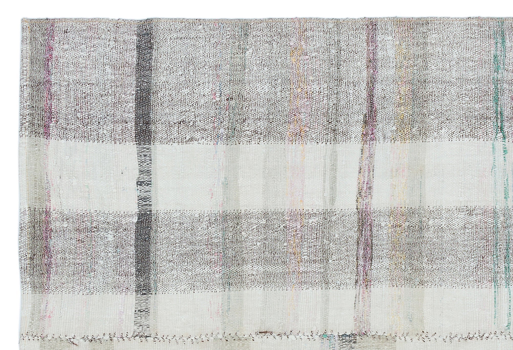 Girit 31912 Beige Striped Wool Handmade Area Rug 4'0" x 6'0"