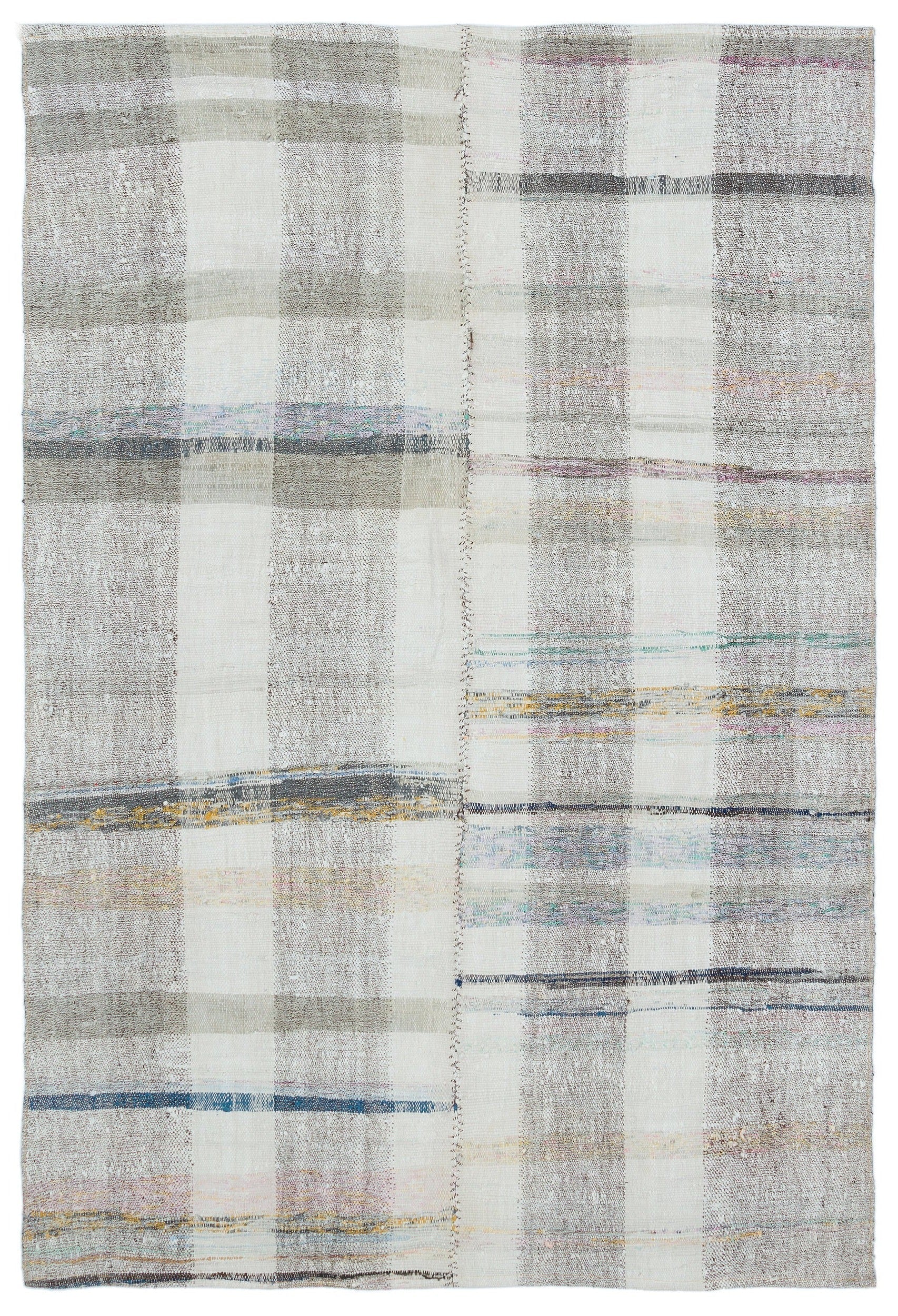Girit 31912 Beige Striped Wool Handmade Area Rug 4'0" x 6'0"