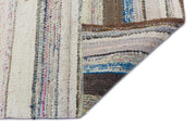 Girit Beige Striped Wool Handmade Area Rug 4'1" x 12'4"