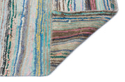 Girit Blue Striped Wool Handmade Area Rug 4'7" x 6'1"