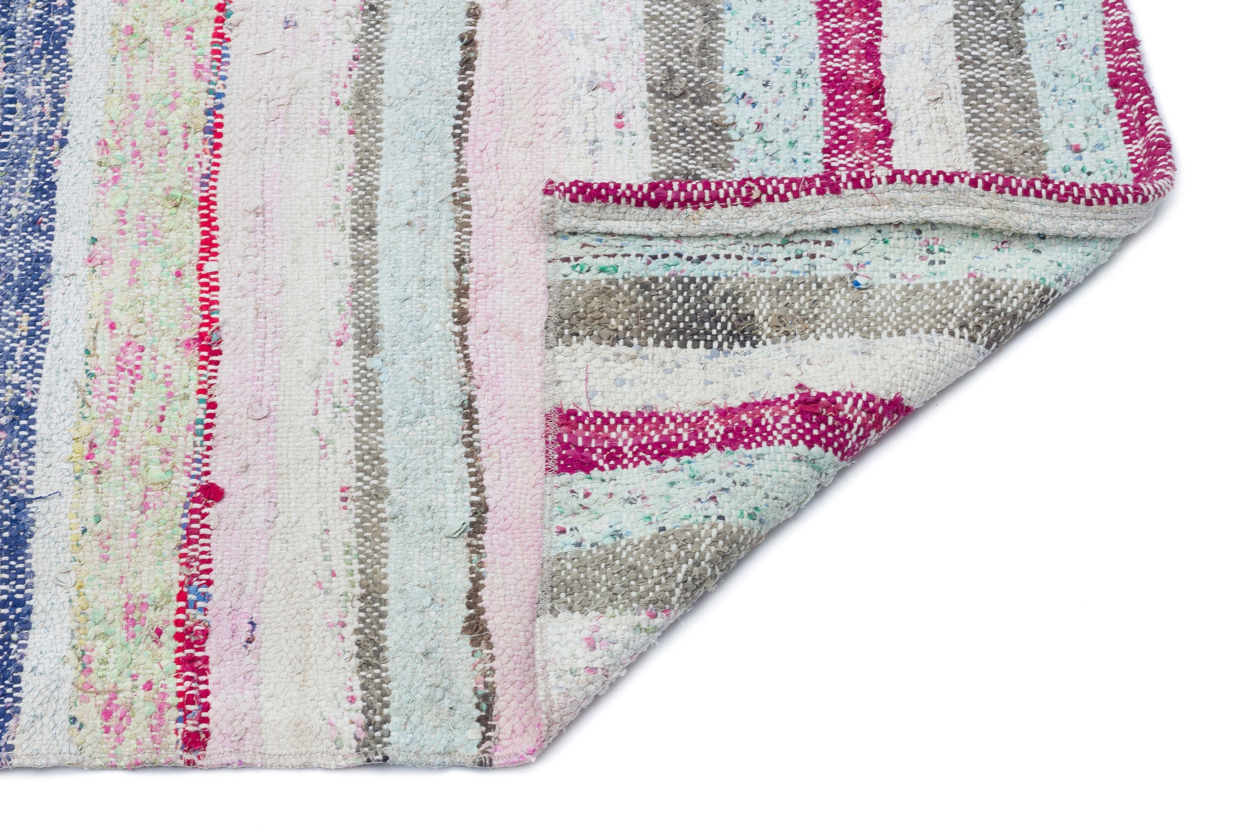 Girit Beige Striped Wool Handmade Area Rug 4'8" x 10'10"