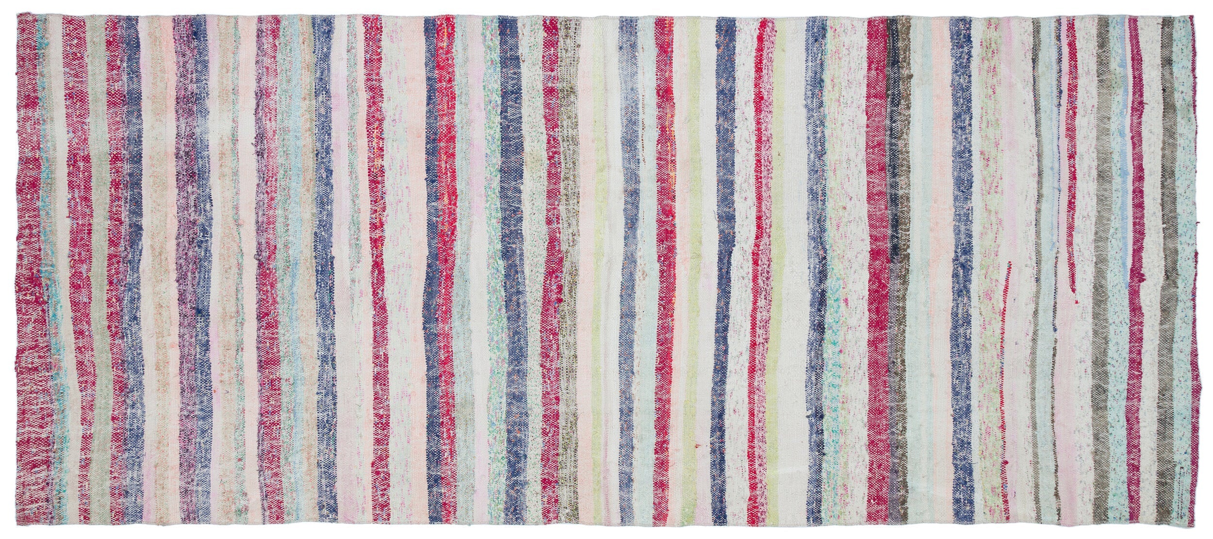Girit Beige Striped Wool Handmade Area Rug 4'8" x 10'10"
