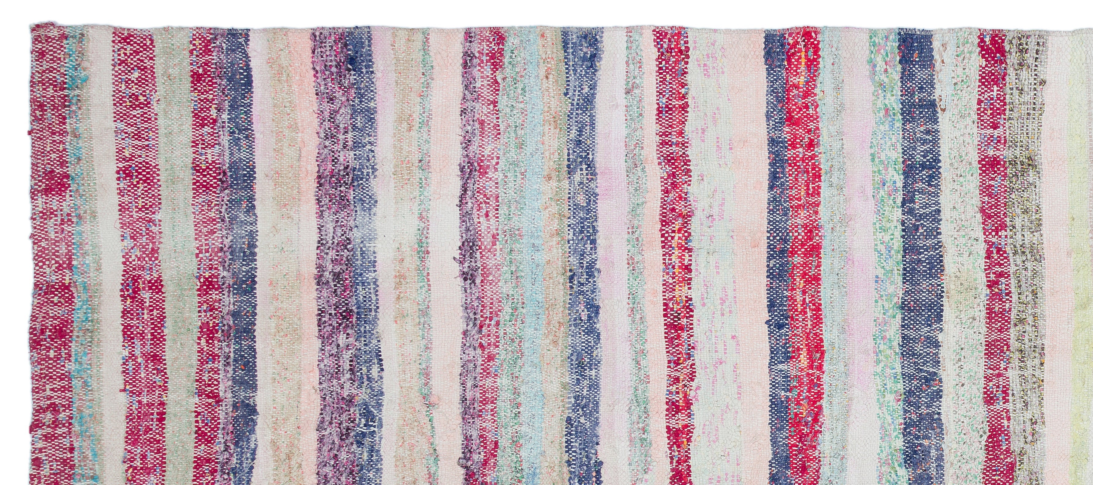 Girit Beige Striped Wool Handmade Area Rug 4'8" x 10'10"