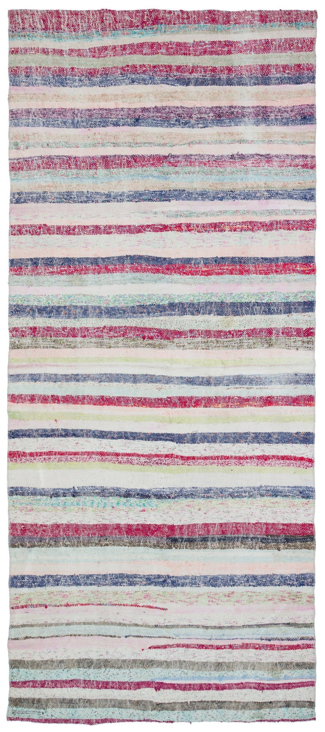 Girit Beige Striped Wool Handmade Area Rug 4'8" x 10'10"