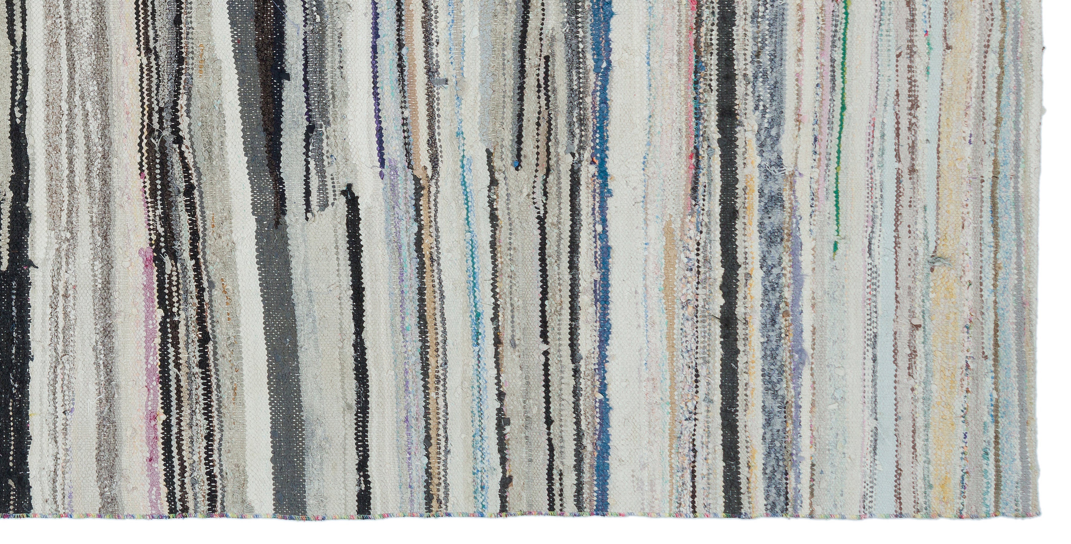Girit Beige Striped Wool Handmade Area Rug 5'2" x 10'4"