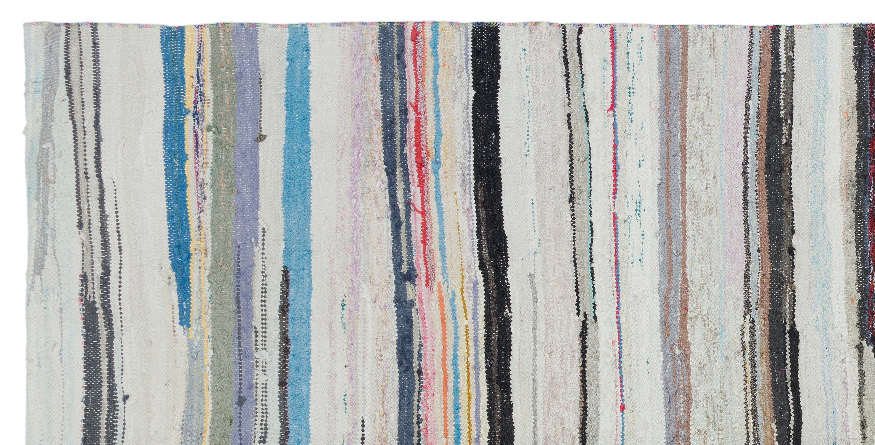 Girit Beige Striped Wool Handmade Area Rug 5'2" x 10'4"
