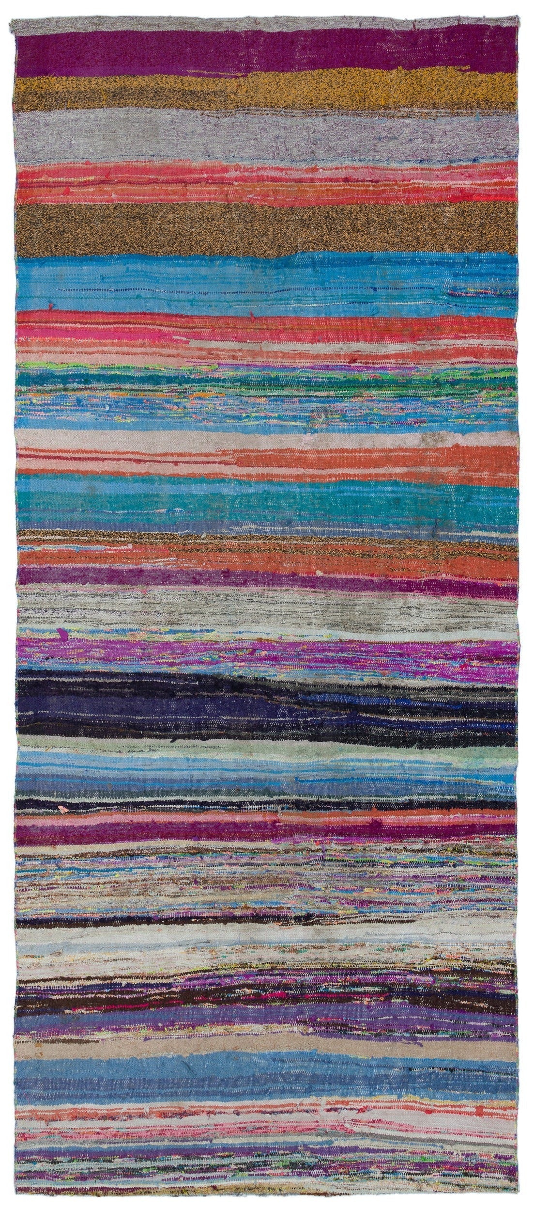 Girit Multy Striped Wool Handmade Area Rug 4'4" x 9'10"