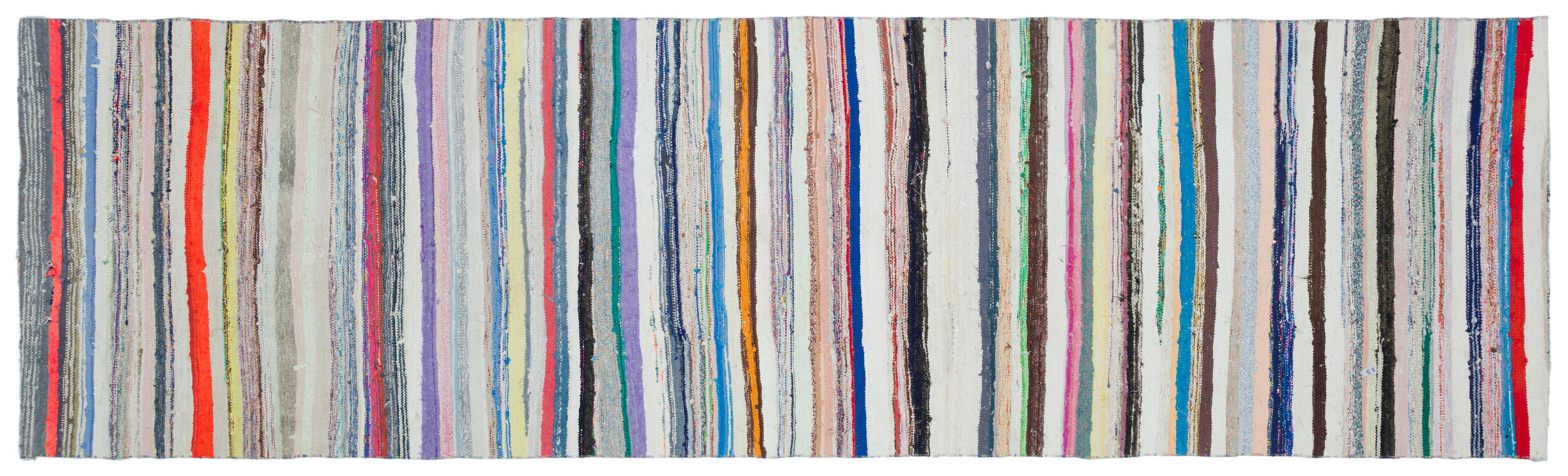 Girit Beige Striped Wool Handmade Area Rug 5'5" x 10'0"