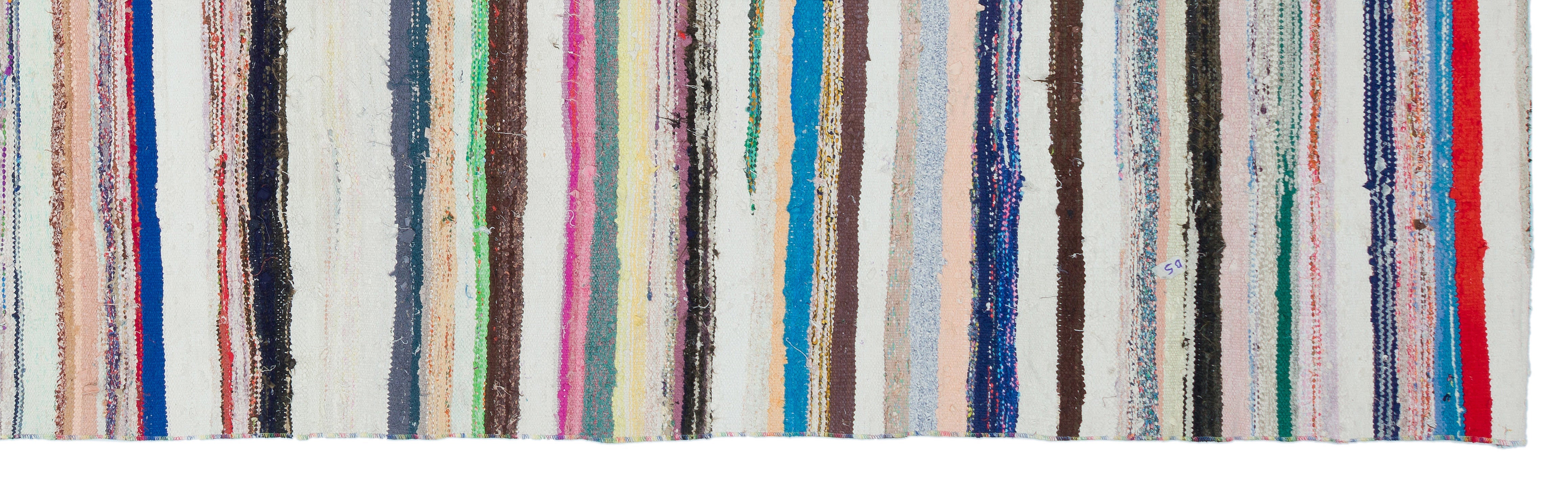 Girit Beige Striped Wool Handmade Area Rug 5'5" x 10'0"