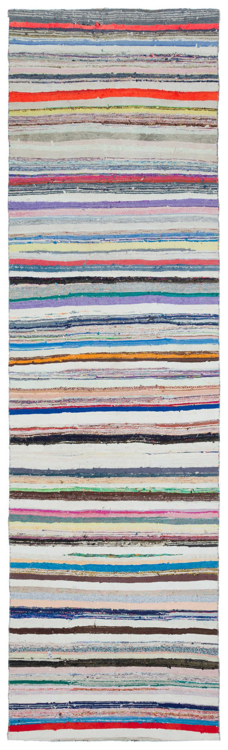 Girit Beige Striped Wool Handmade Area Rug 5'5" x 10'0"