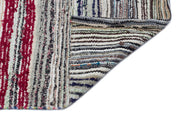 Girit Beige Striped Wool Handmade Area Rug 6'0" x 9'1"