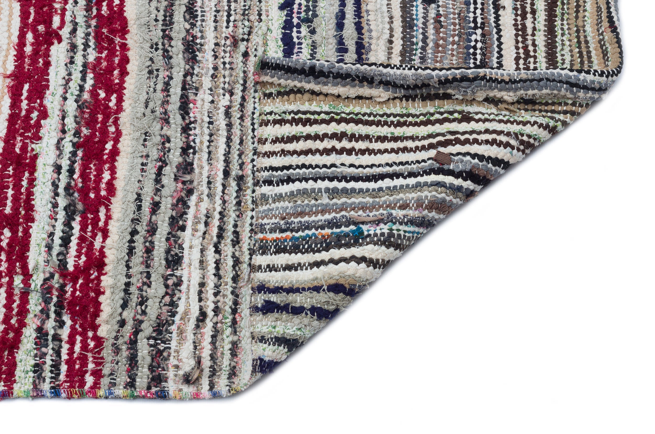 Girit Beige Striped Wool Handmade Area Rug 6'0" x 9'1"