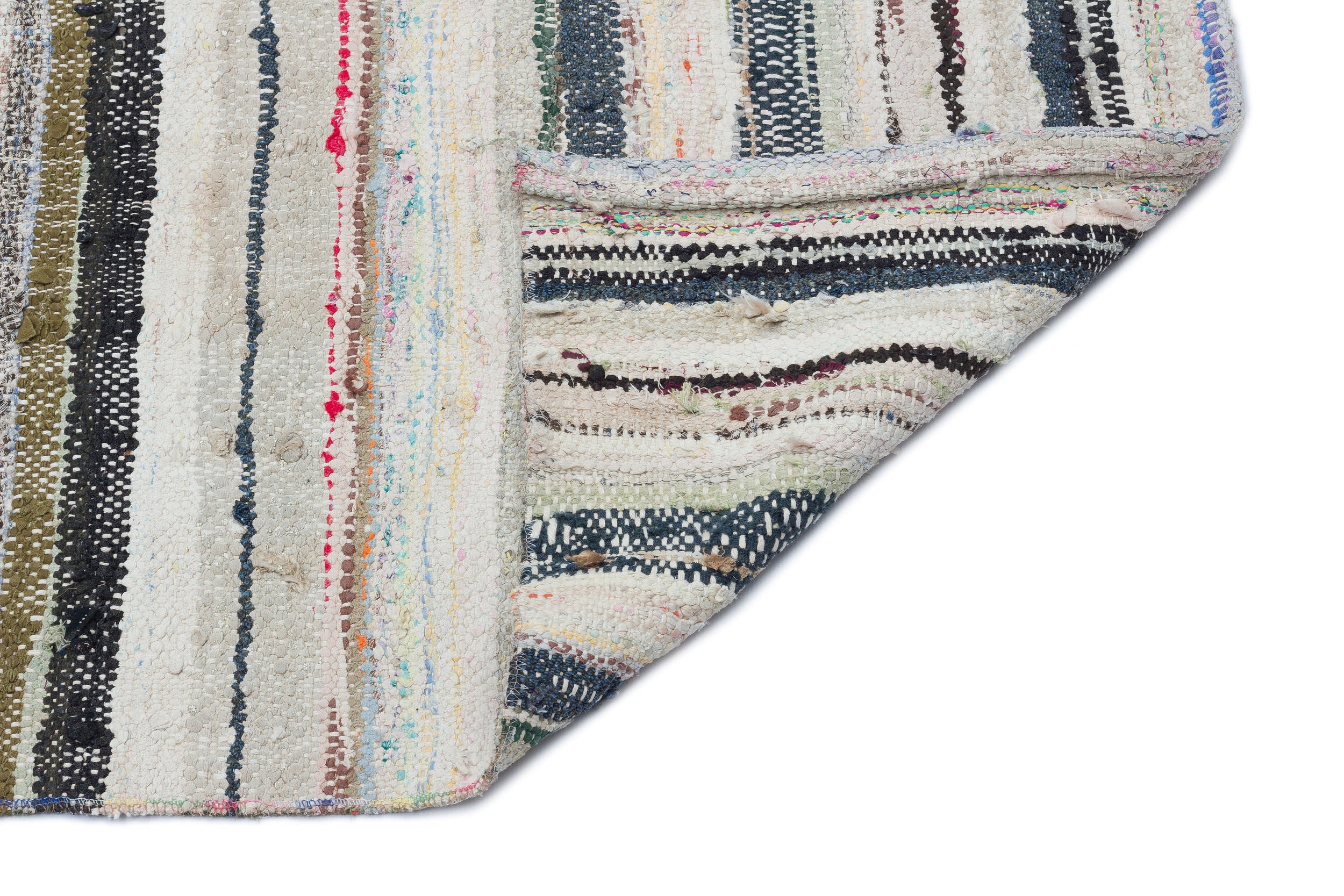 Girit Beige Striped Wool Handmade Area Rug 5'10" x 9'8"