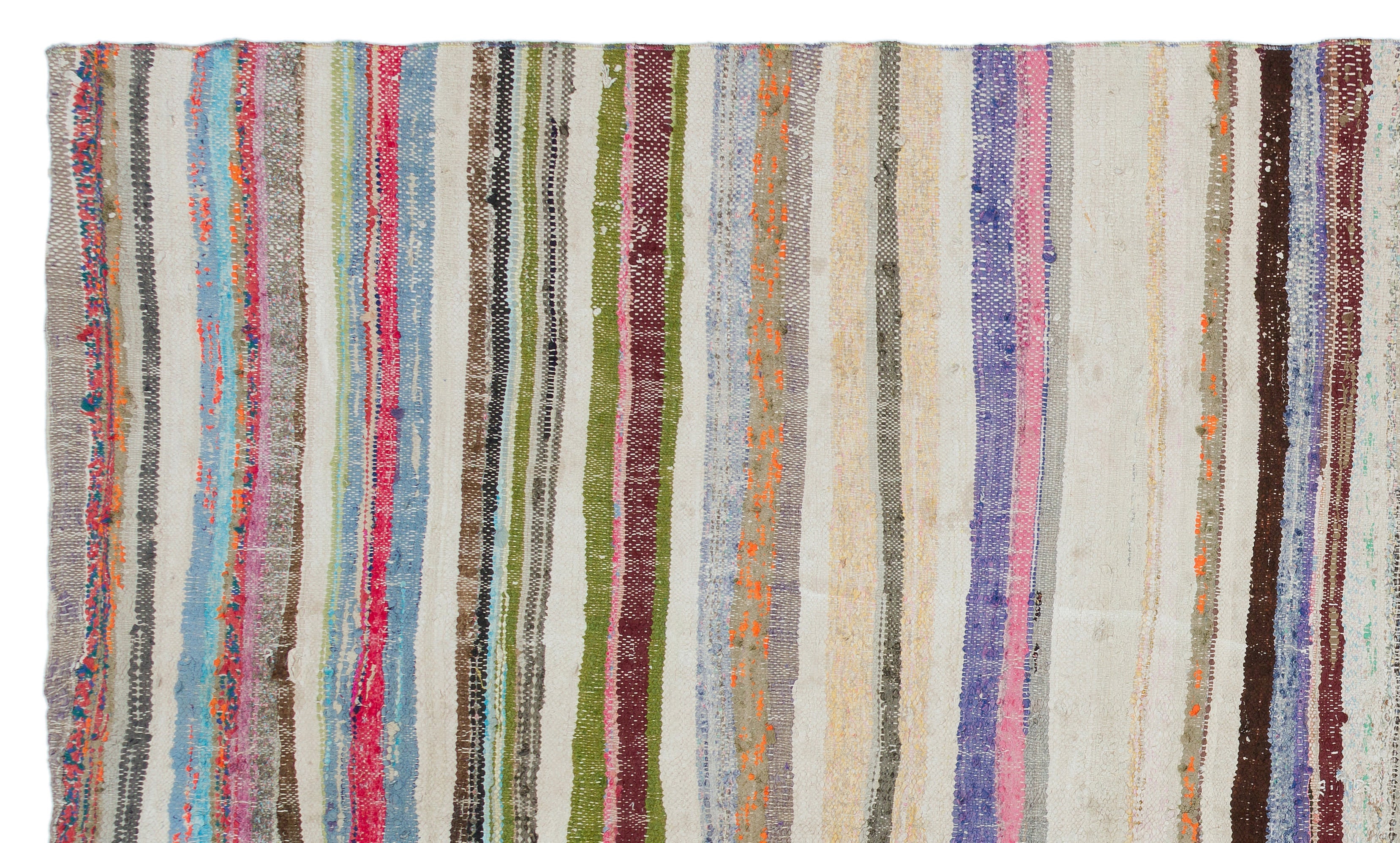 Girit Beige Striped Wool Handmade Area Rug 5'10" x 9'8"