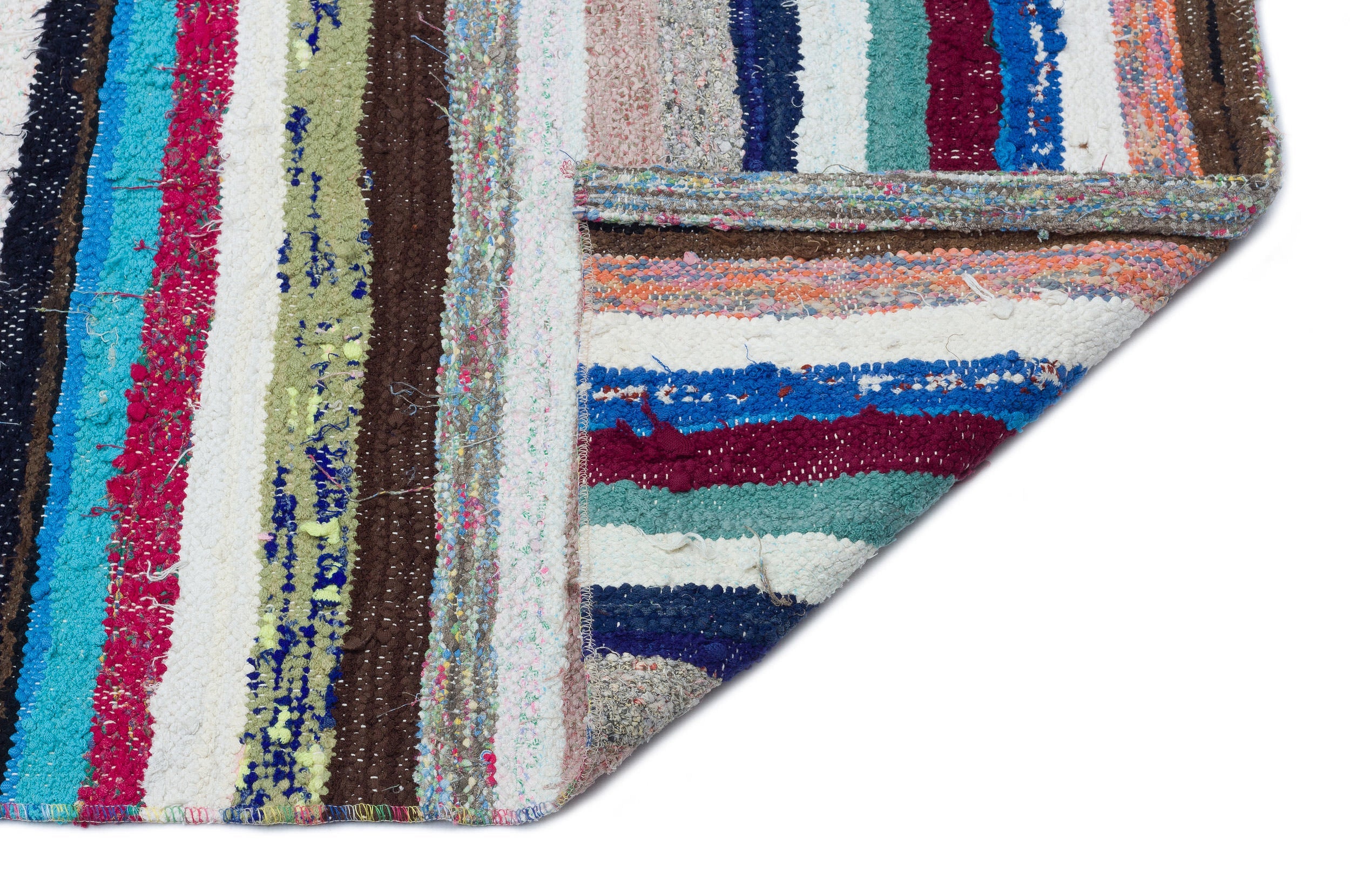 Girit Beige Striped Wool Handmade Area Rug 5'7" x 9'11"