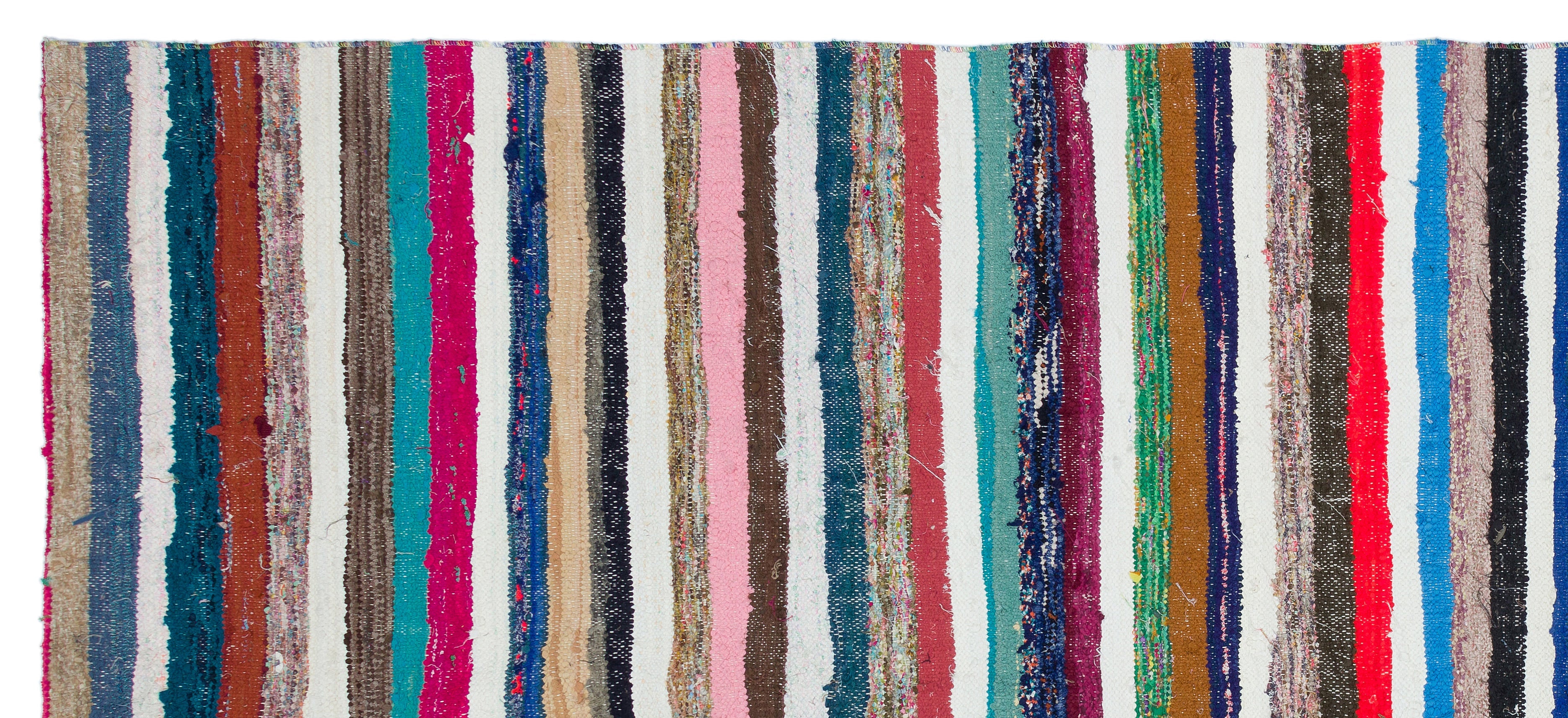 Girit Beige Striped Wool Handmade Area Rug 5'7" x 9'11"