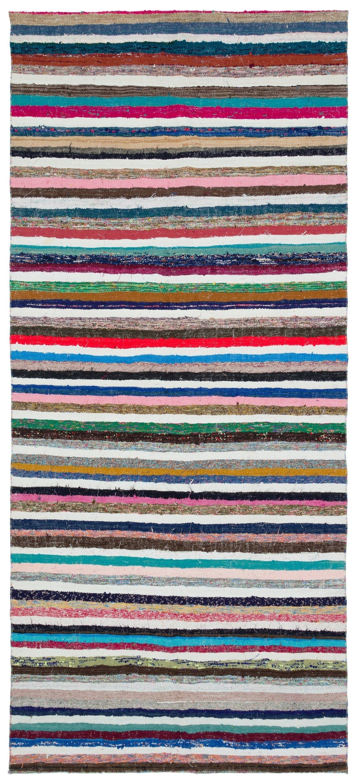 Girit Beige Striped Wool Handmade Area Rug 5'7" x 9'11"