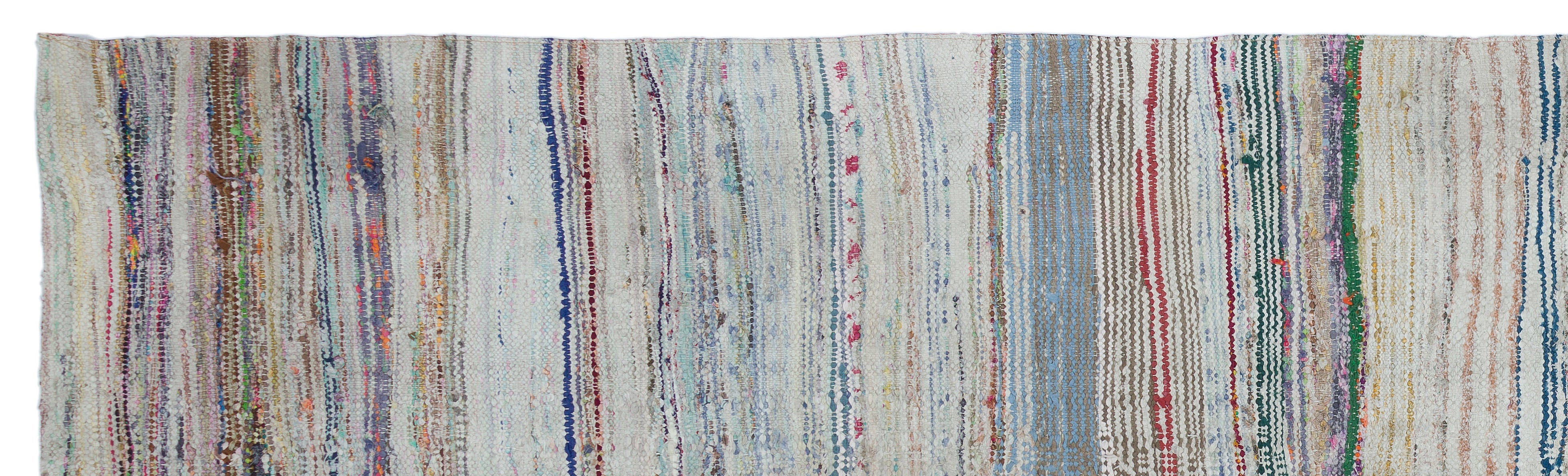 Girit Beige Striped Wool Handmade Area Rug 3'4" x 11'7"