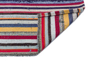 Girit Beige Striped Wool Handmade Area Rug 6'4" x 9'8"