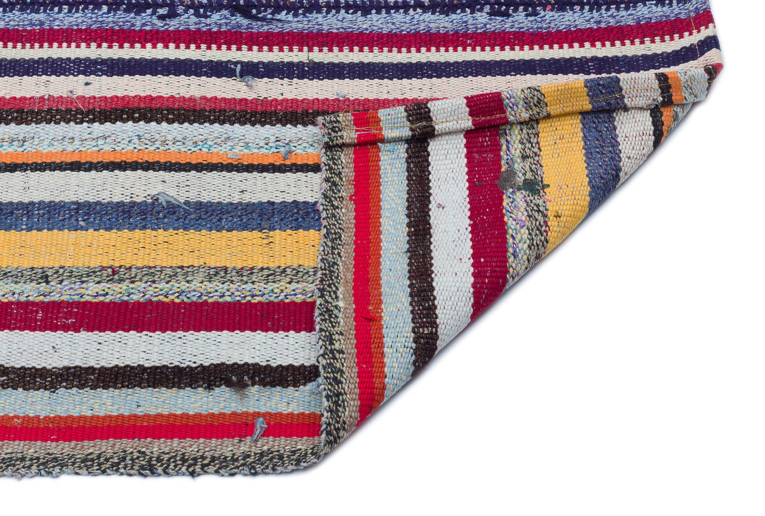 Girit Beige Striped Wool Handmade Area Rug 6'4" x 9'8"