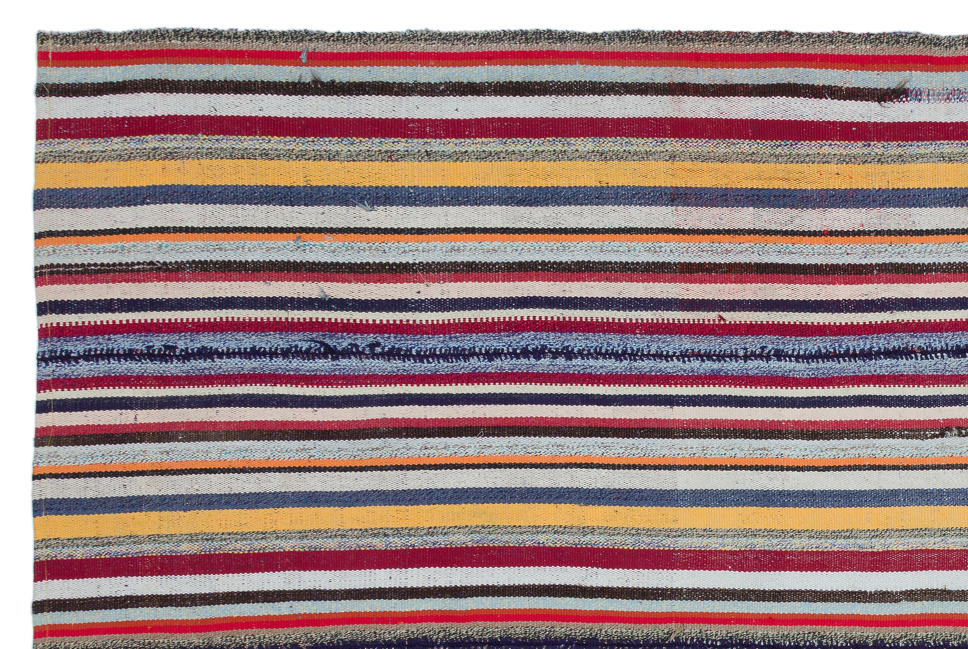 Girit Beige Striped Wool Handmade Area Rug 6'4" x 9'8"