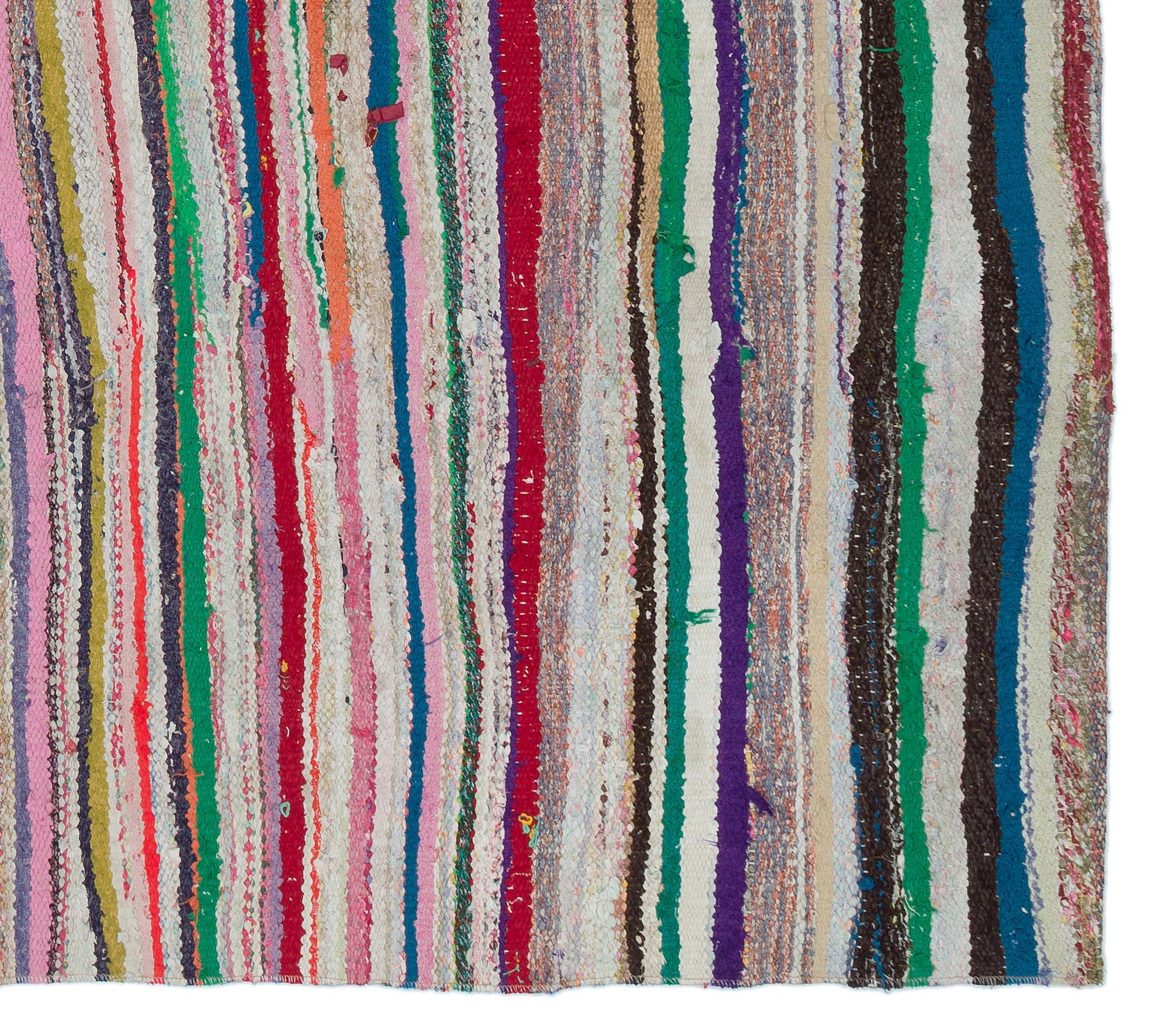 Girit Beige Striped Wool Handmade Area Rug 5'3" x 5'11"