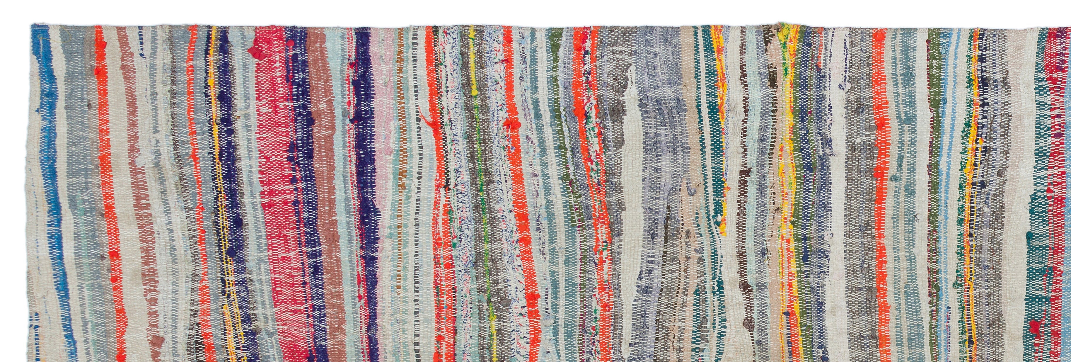 Girit Beige Striped Wool Handmade Area Rug 3'7" x 10'11"