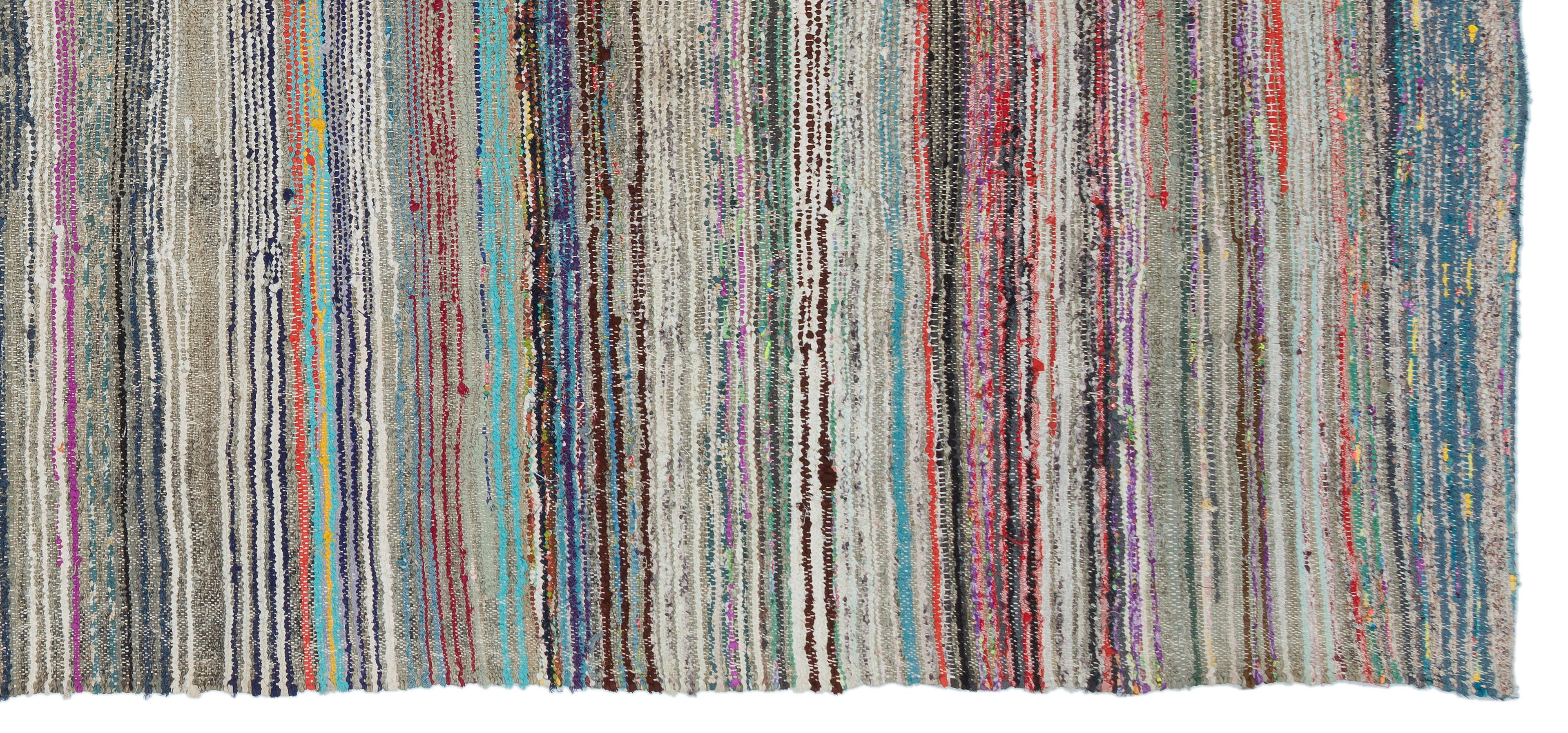 Girit Beige Striped Wool Handmade Area Rug 5'10" x 10'0"