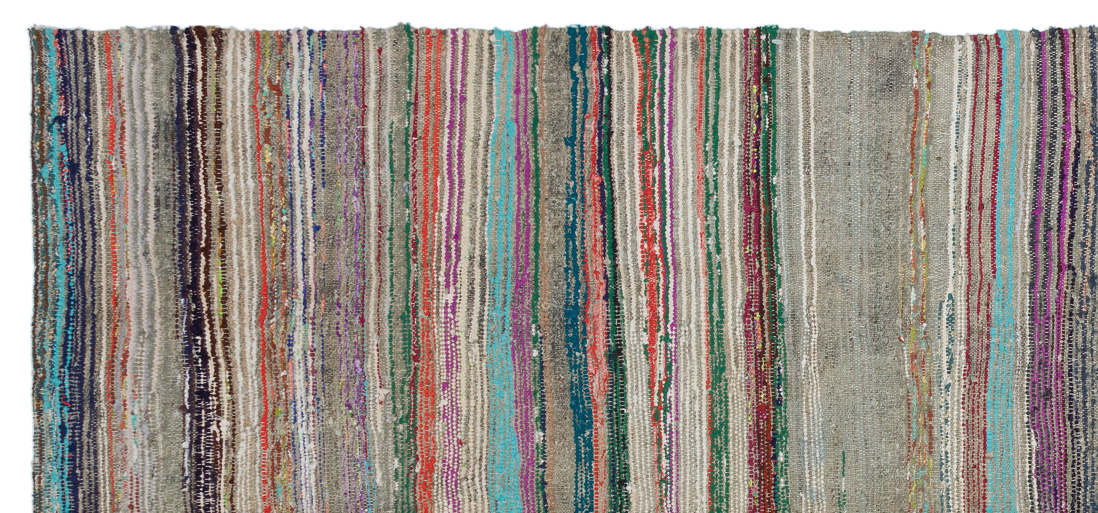 Girit Beige Striped Wool Handmade Area Rug 5'10" x 10'0"