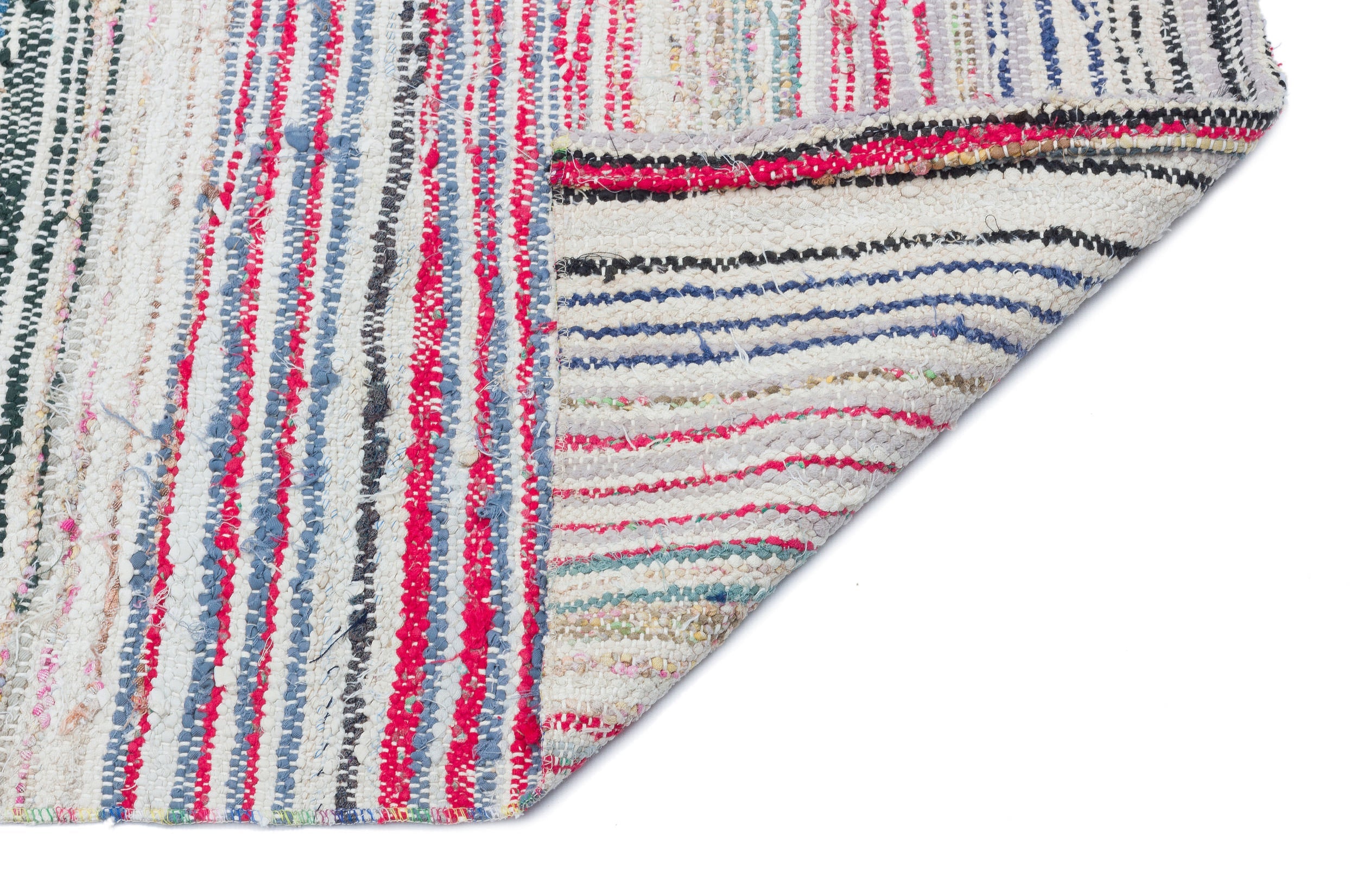Girit Beige Striped Wool Handmade Area Rug 4'4" x 6'2"
