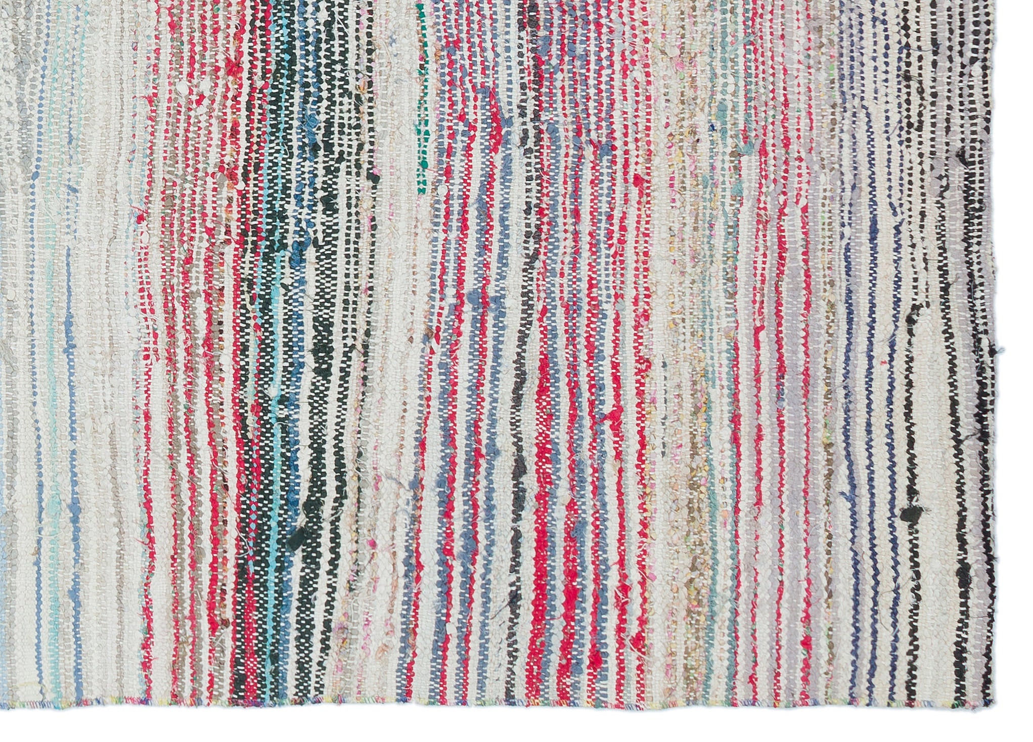 Girit Beige Striped Wool Handmade Area Rug 4'4" x 6'2"
