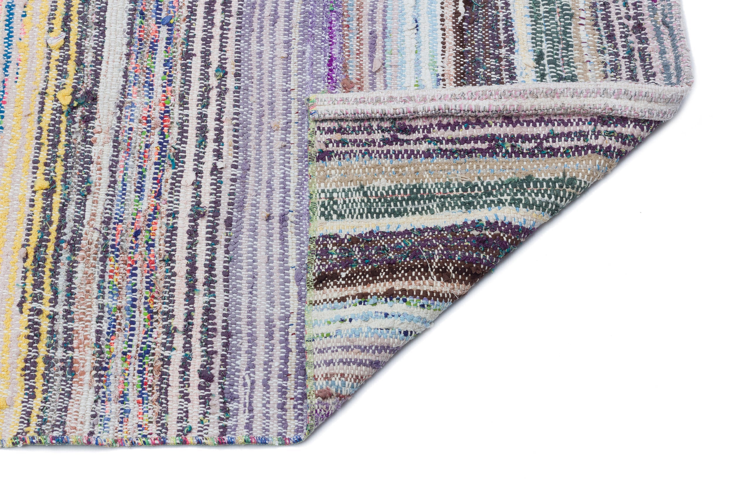 Girit Beige Striped Wool Handmade Area Rug 5'5" x 8'10"