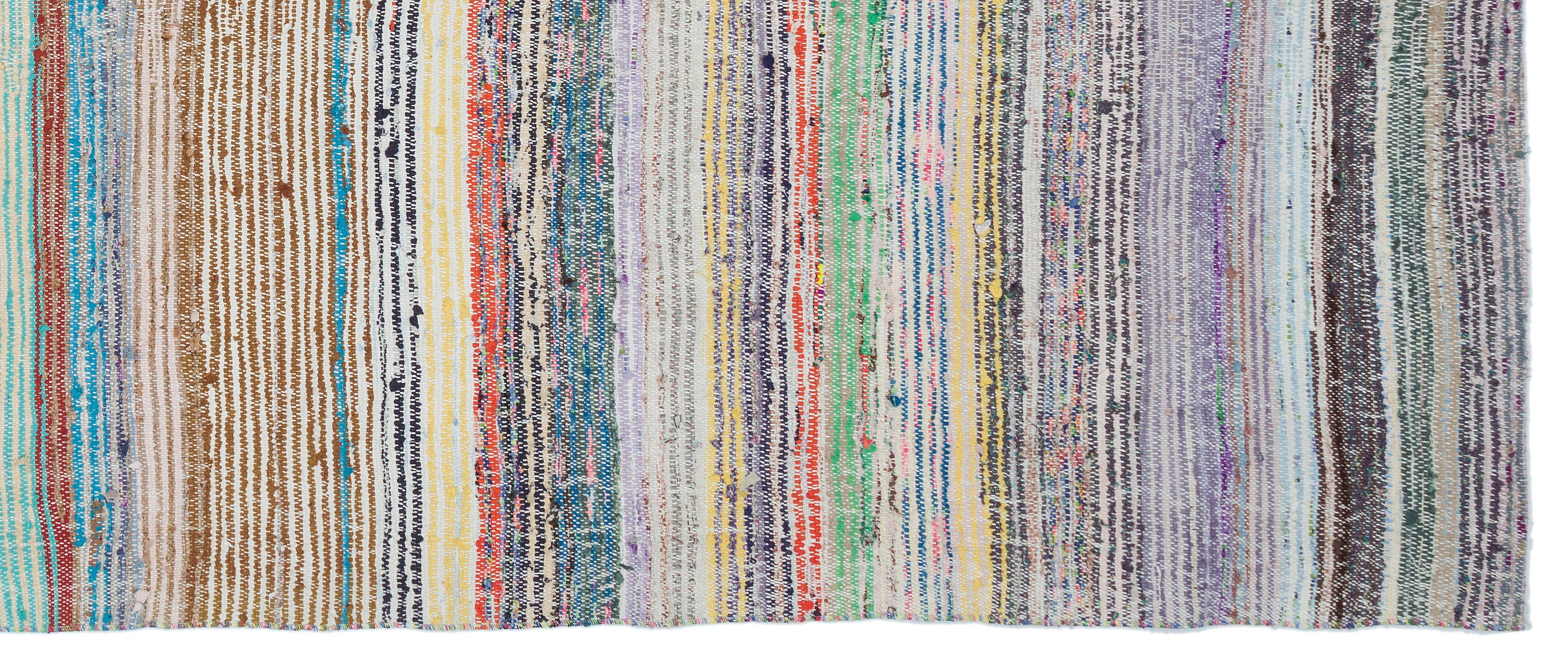 Girit Beige Striped Wool Handmade Area Rug 5'5" x 8'10"