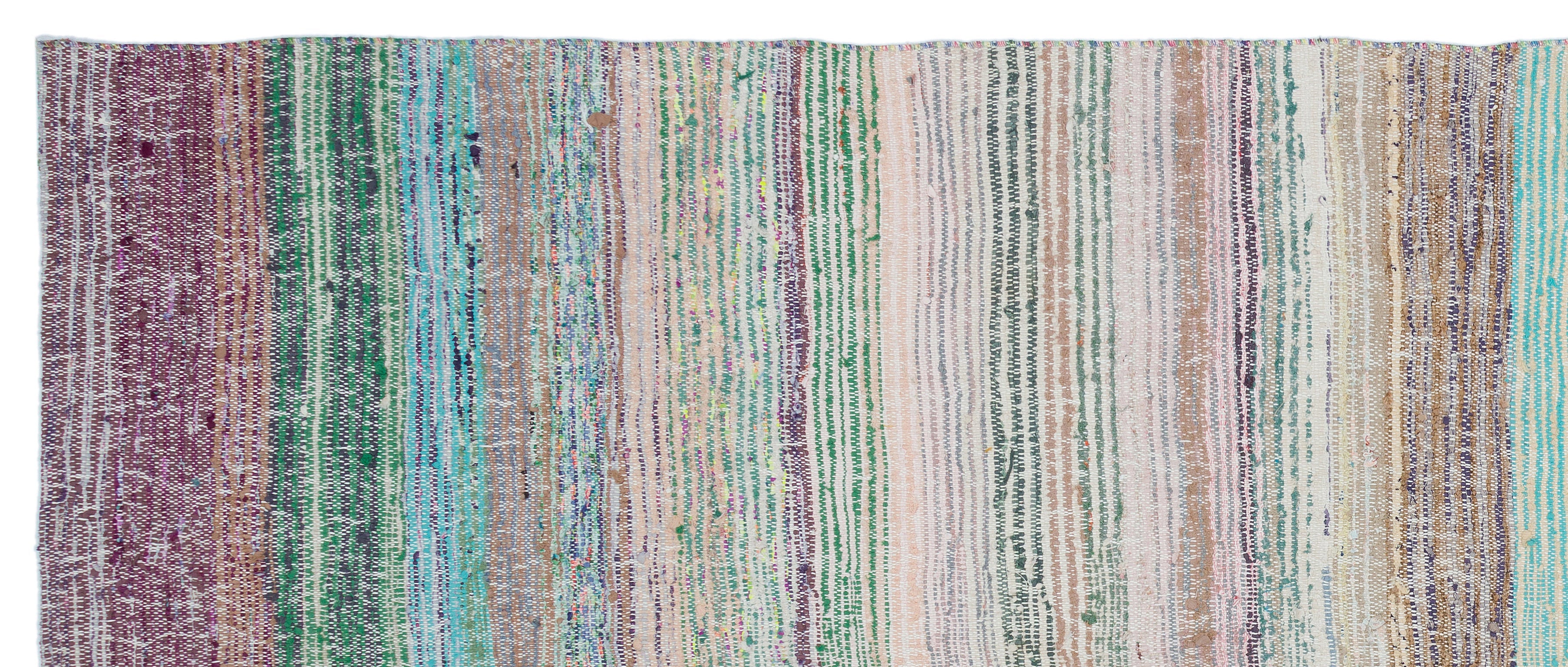 Girit Beige Striped Wool Handmade Area Rug 5'5" x 8'10"