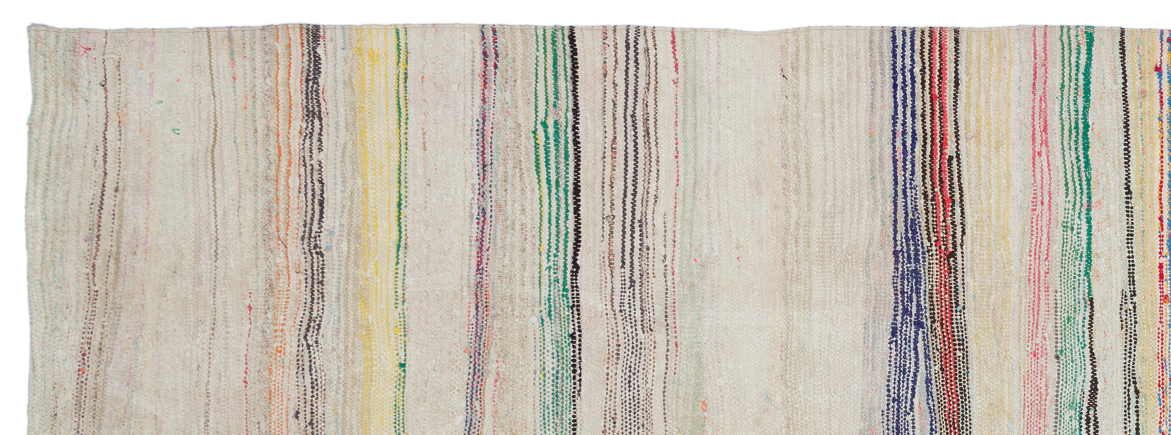 Girit Beige Striped Wool Handmade Area Rug 5'3" x 10'5"