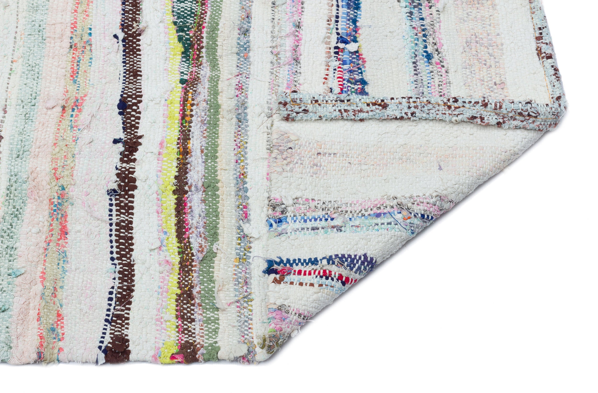 Girit Beige Striped Wool Handmade Area Rug 5'3" x 9'4"