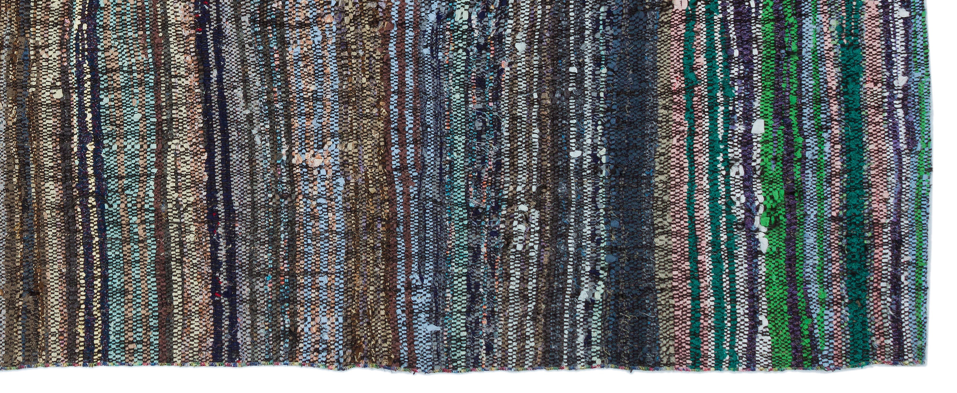 Girit Brown Striped Wool Handmade Area Rug 4'0" x 10'0"