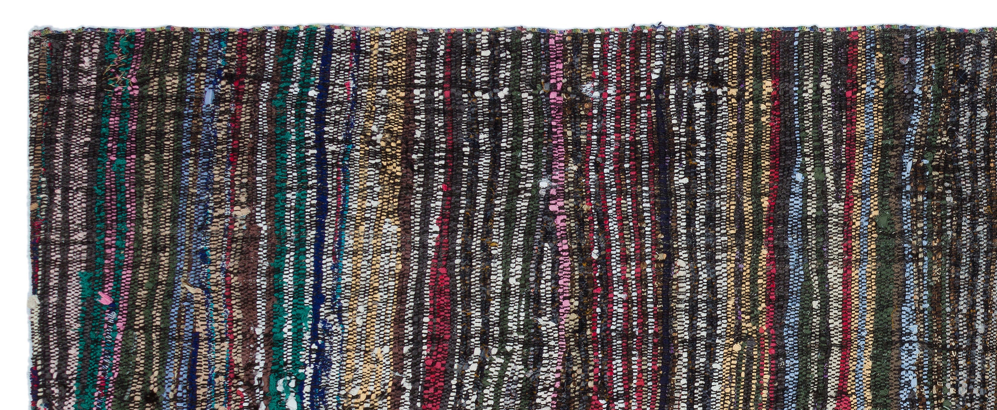 Girit Brown Striped Wool Handmade Area Rug 4'0" x 10'0"