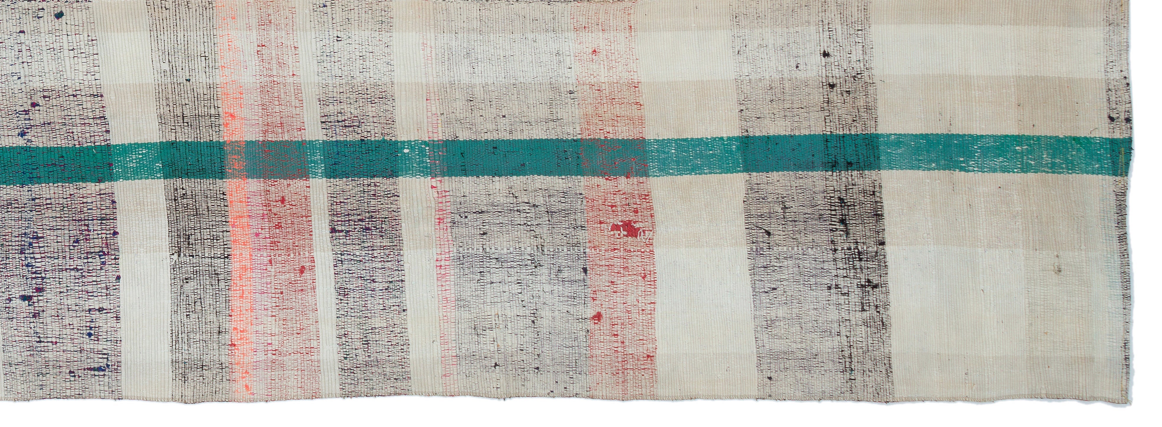 Girit Beige Striped Wool Handmade Area Rug 4'1" x 12'0"