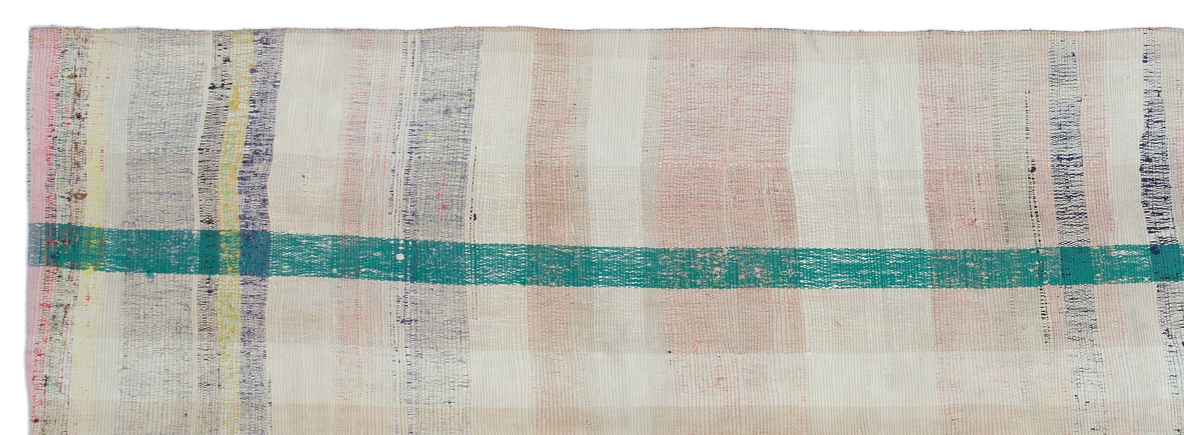 Girit Beige Striped Wool Handmade Area Rug 4'1" x 12'0"