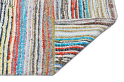 Girit Beige Striped Wool Handmade Area Rug 6'0" x 7'11"