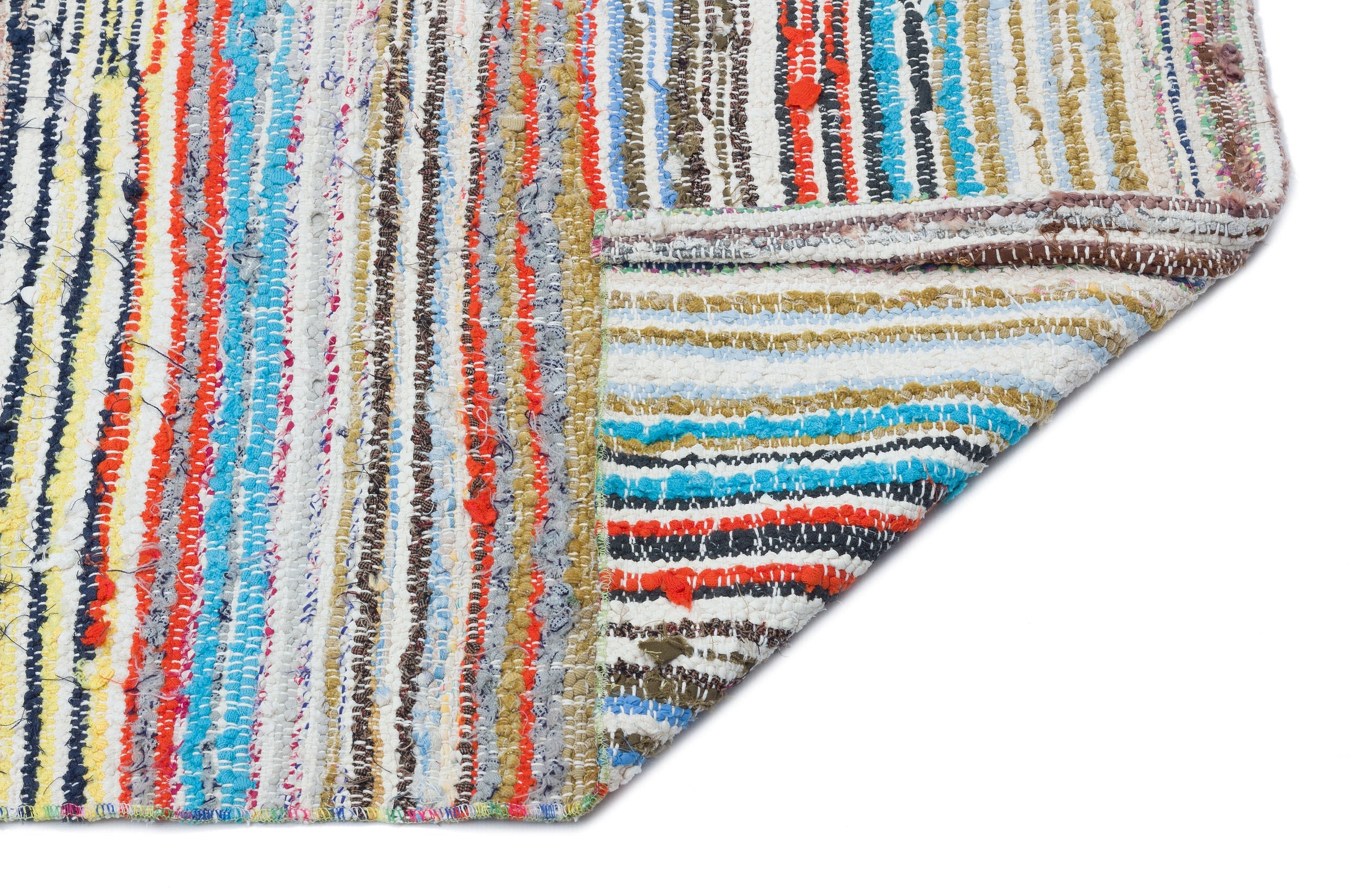 Girit Beige Striped Wool Handmade Area Rug 6'0" x 7'11"