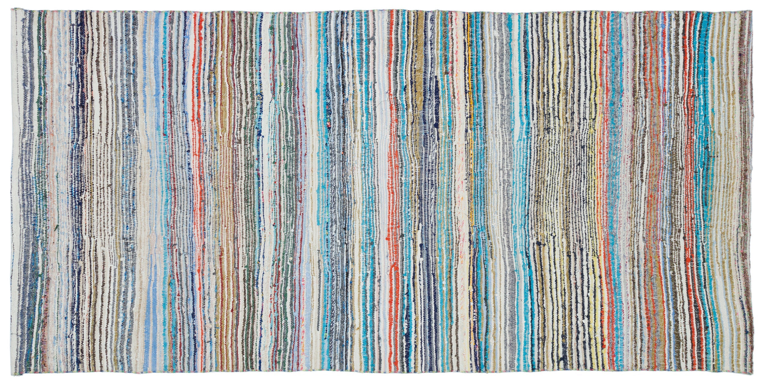 Girit Beige Striped Wool Handmade Area Rug 6'0" x 7'11"